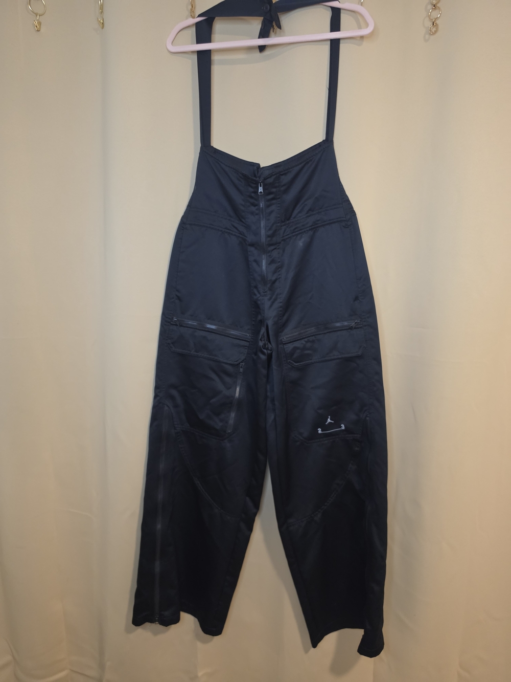 Jordan Black Wide-Leg Utility Jumpsuit with Zip Pockets